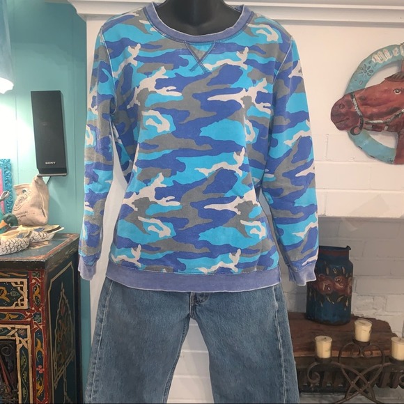 KINGS OF COLE TURQUOISE CAMOUFLAGE CAMO SWEATSHIRT - Picture 2 of 10